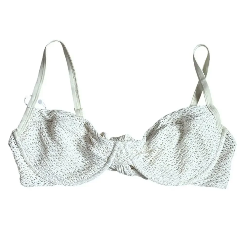New Monday Swimwear Ivory Crochet Bikini Top VV - Picture 4 of 8